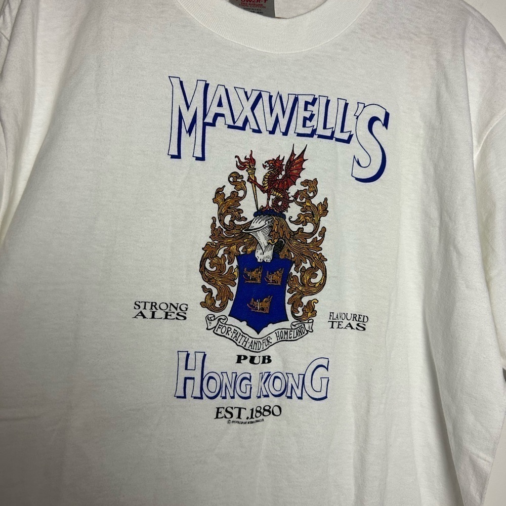 Vintage Single stitch Oneida T shirt Tee Maxwells Hong Kong White Size XL Usa - Picture 3 of 12